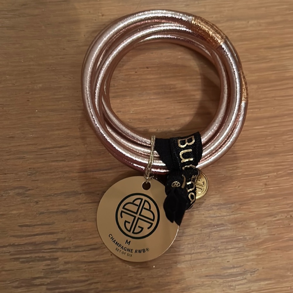 BudhaGirl bangle bracelet set (6), size medium, color champagne